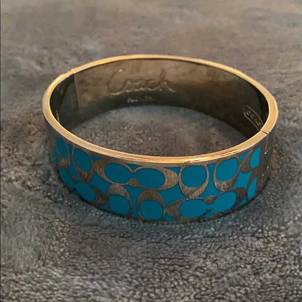 Coach teal & silver bangle
